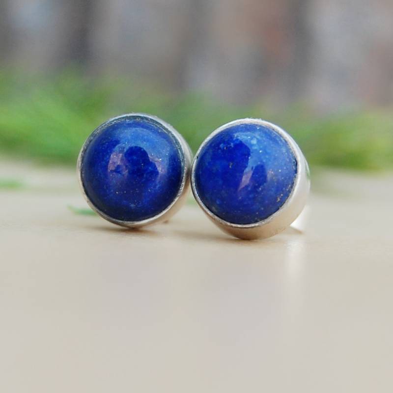 Blaue Lapislazuli Sterling Silber Ohrstecker | 7 Mm von uniquegemsjewels