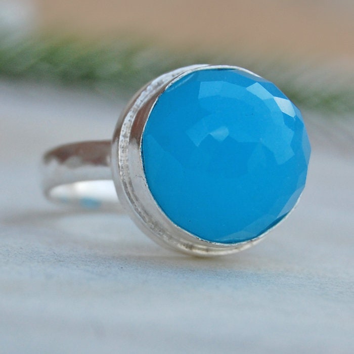 Blauer Chalcedon Sterling Silber Ring Edelstein Schmuck Mit Rosenschliff Blauer Chalcedon Sterling Silber Ring Edelstein Schmuck Mit Rosenschliff von uniquegemsjewels