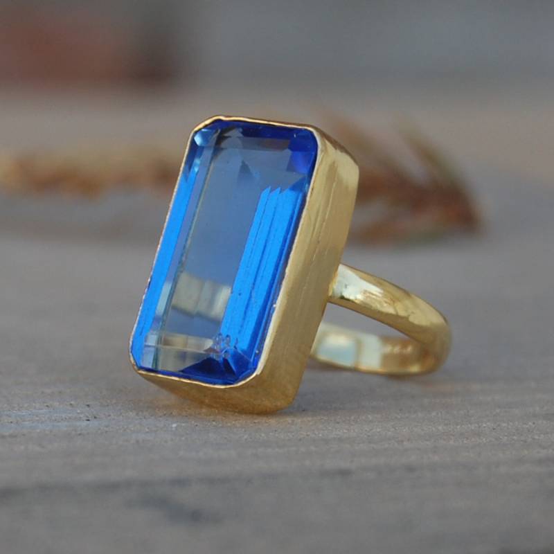 Blauer Iolith Sterling Silber Ring 18K Gold Statement Schmuck Blauer Iolith Sterling Silber Ring 18K Gold Statement Schmuck von uniquegemsjewels