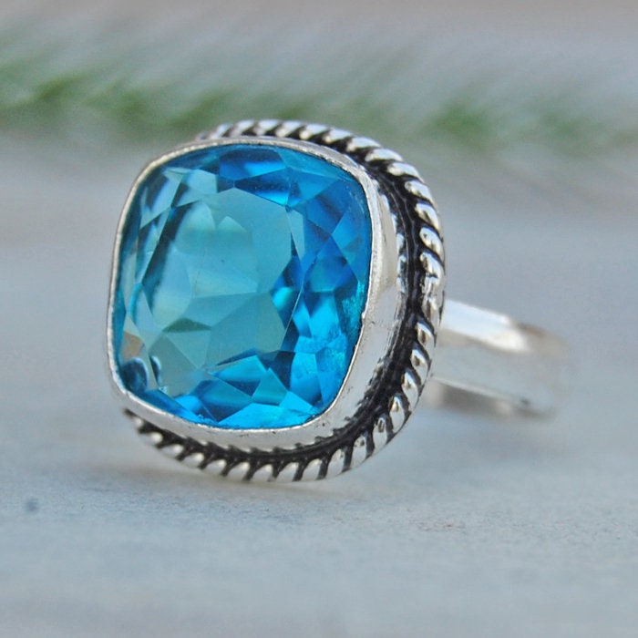 Blautopas Silber Ring Handgemachter Edelstein Schmuck von uniquegemsjewels