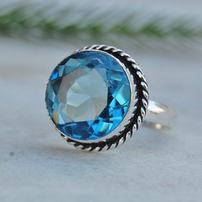 Blautopas Silber Ring Handgemachter Edelstein Schmuck von uniquegemsjewels