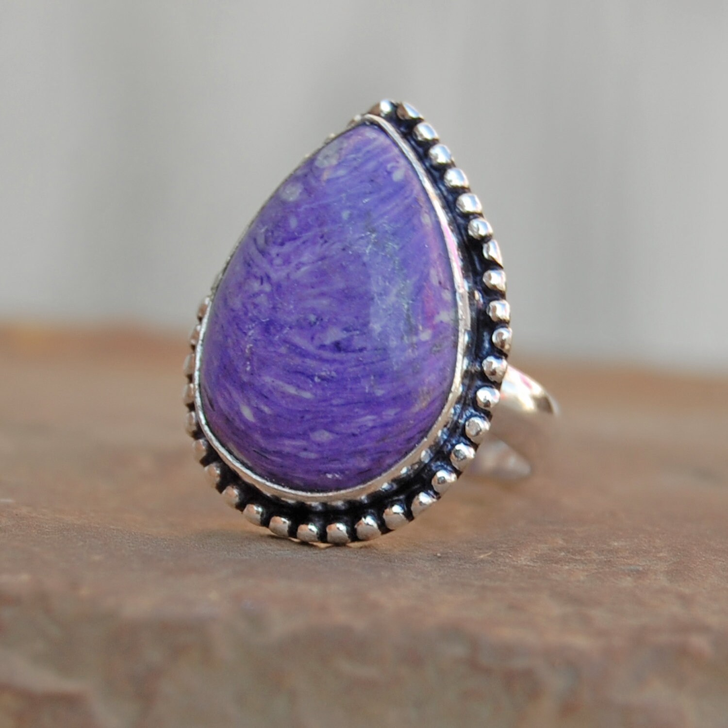 Charoite Sterling Silber Ring Lila Edelstein Schmuck von uniquegemsjewels
