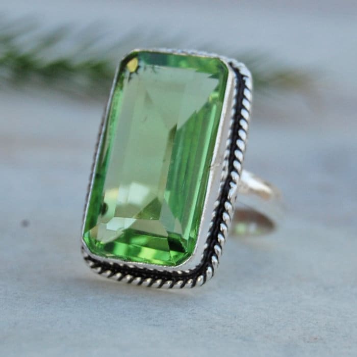 Grüner Amethyst Silber Ring Handgemachter Prasiolith Schmuck von uniquegemsjewels