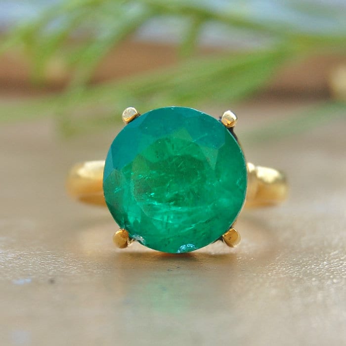 Grüner Smaragd Sterling Silber Ring 18K Gold Statement Ring von uniquegemsjewels