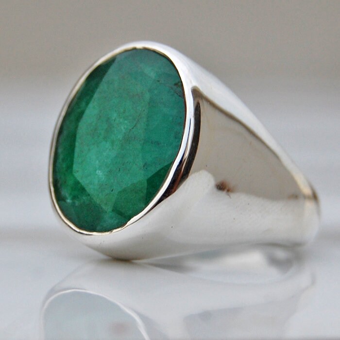 Grüner Smaragd Sterling Silber Ring 18K Gold Statement Sternzeichen Schmuck von uniquegemsjewels