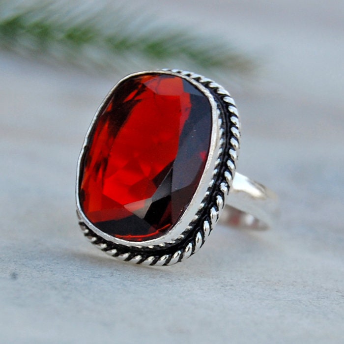 Handgefertigte Granat Silber Ring Handgemachter Edelstein Schmuck von uniquegemsjewels