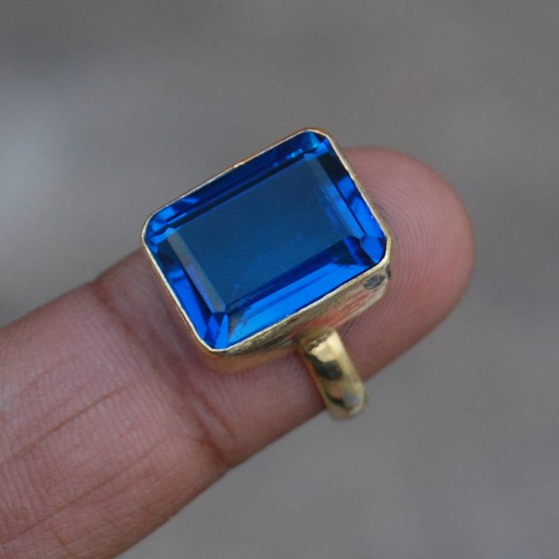 Kissenschliff Iolith Sterling Silber Ring 18K Gold Statement Schmuck Kissenschliff Iolith Sterling Silber Ring 18K Gold Statement Schmuck von uniquegemsjewels