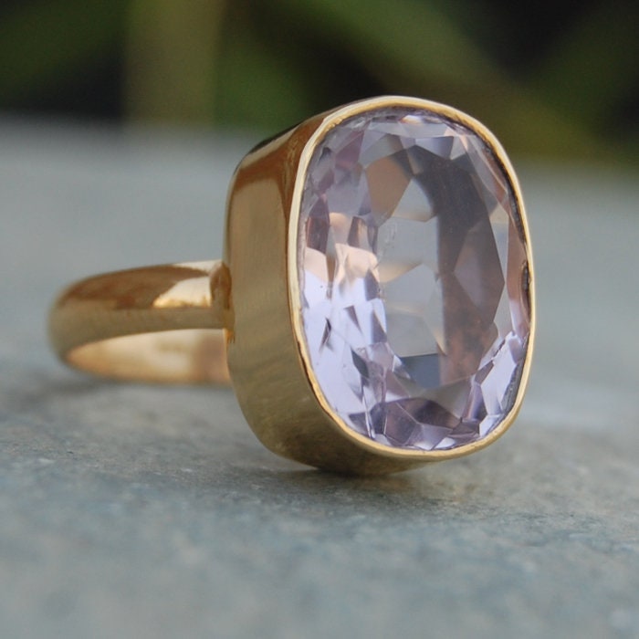 Kissenschliff Rosenquarz Ring 18K Gold Sterling Silber Schmuck von uniquegemsjewels