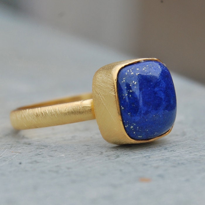 Lapis Lazuli Sterlingsilber Ring 18K Matte Rose Gold Finish Lapis Lazuli Sterlingsilber Ring 18K Matte Rose Gold Finish von uniquegemsjewels