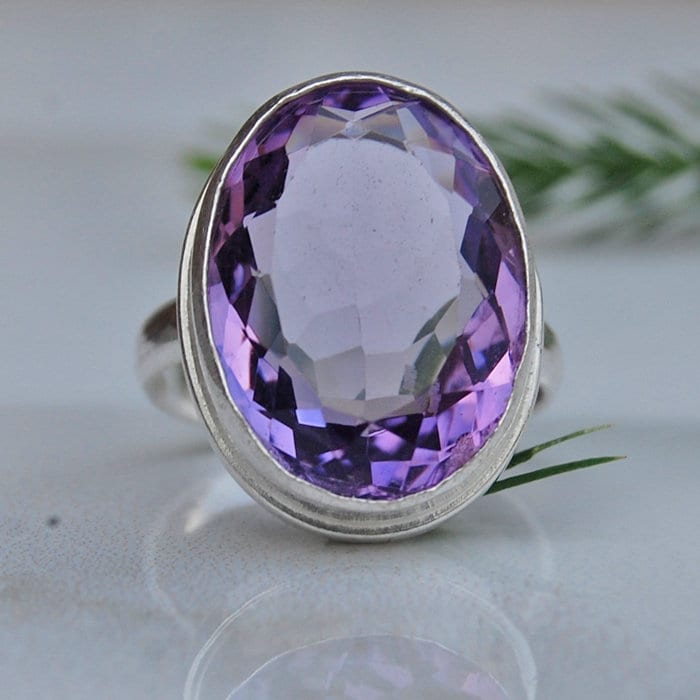 Lila Amethyst Sterling Silber Ring Statement Schmuck Mit Geburtsstein von uniquegemsjewels