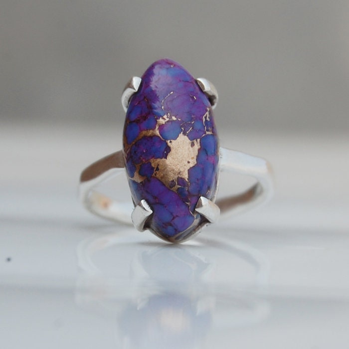 Lila Türkis Edelstein Ring 925 Sterling Silber, 18K Gold Akzent von uniquegemsjewels