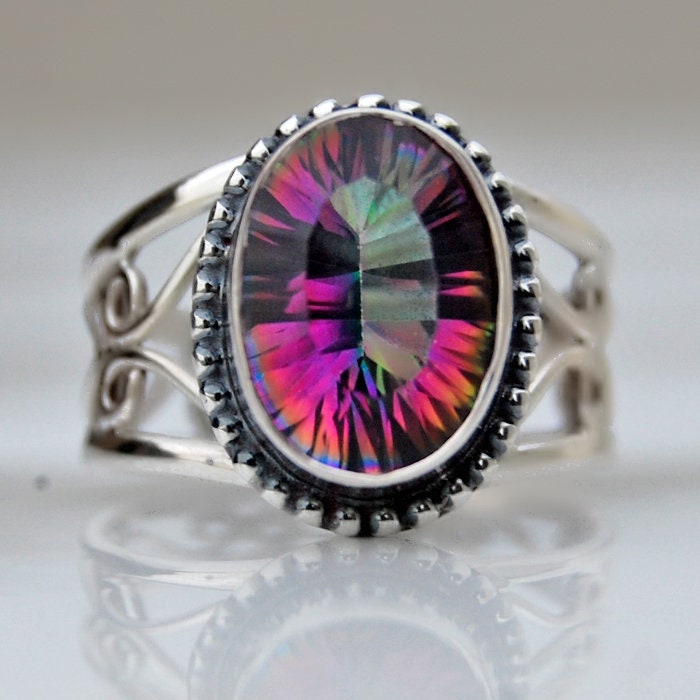 Mystic Topaz Sterling Silber Ring 18K Gold Statement Ring von uniquegemsjewels