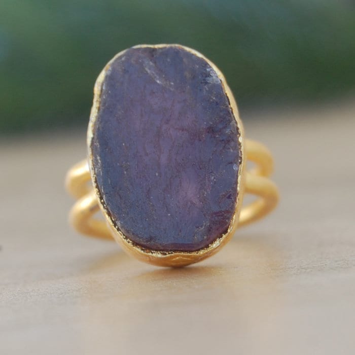 Natürlicher Amethyst Ring 925 Sterling Silber, 18K Goldschmuck von uniquegemsjewels