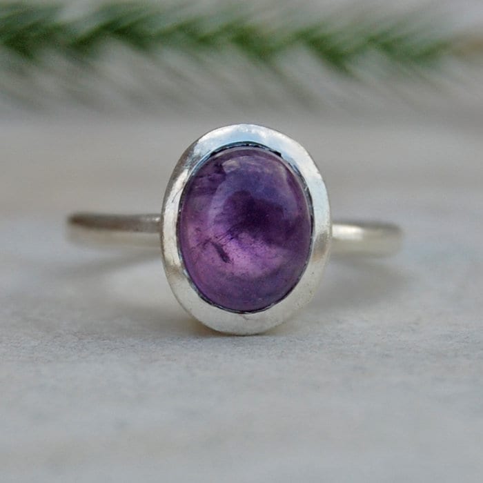 Oval Amethyst Sterlingsilber Ring 18K Gold Akzent Edelstein Schmuck von uniquegemsjewels