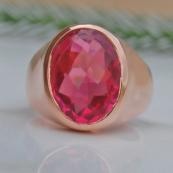 Oval Facettierter Pink Turmalin Ring 18K Gold Sterling Silber Schmuck von uniquegemsjewels