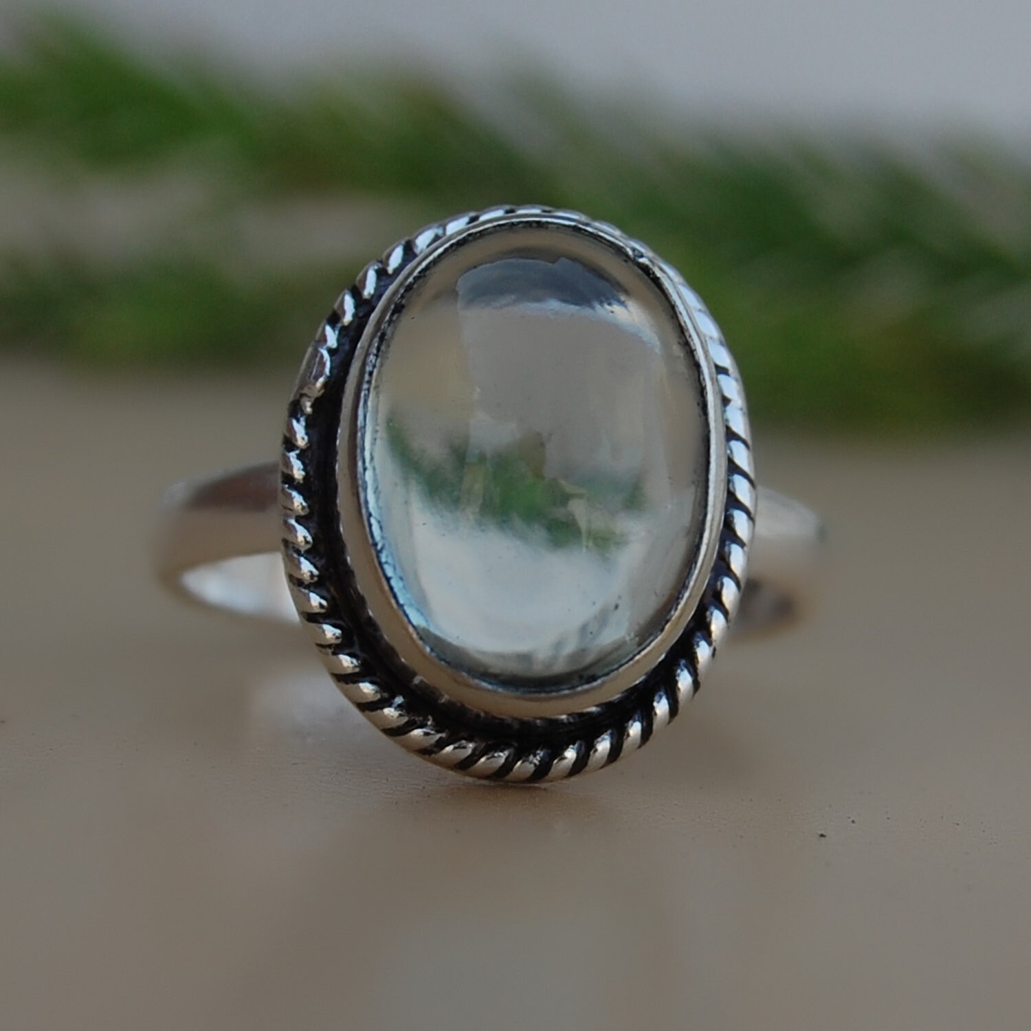 Oval Grüner Amethyst Silberring Prasiolith Edelstein von uniquegemsjewels