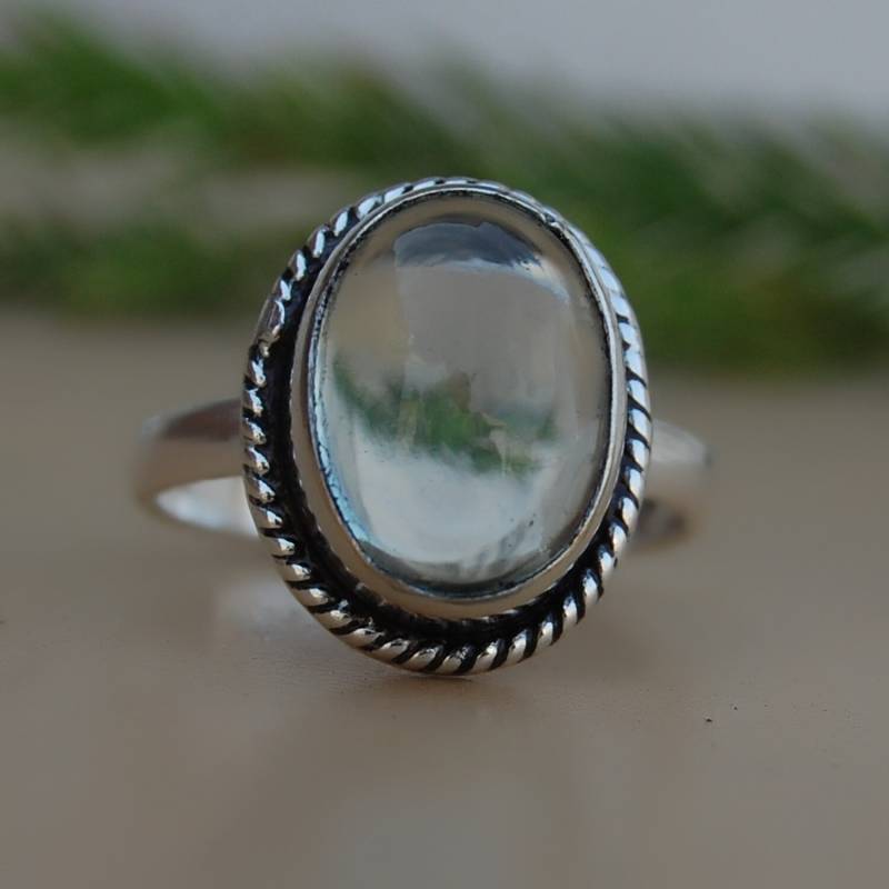 Oval Grüner Amethyst Silberring Prasiolith Edelstein von uniquegemsjewels