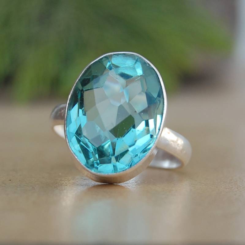 Oval Grüner Apatit Ring Sterling Silber Mit Rosenschliff, 16 X 12 Mm von uniquegemsjewels