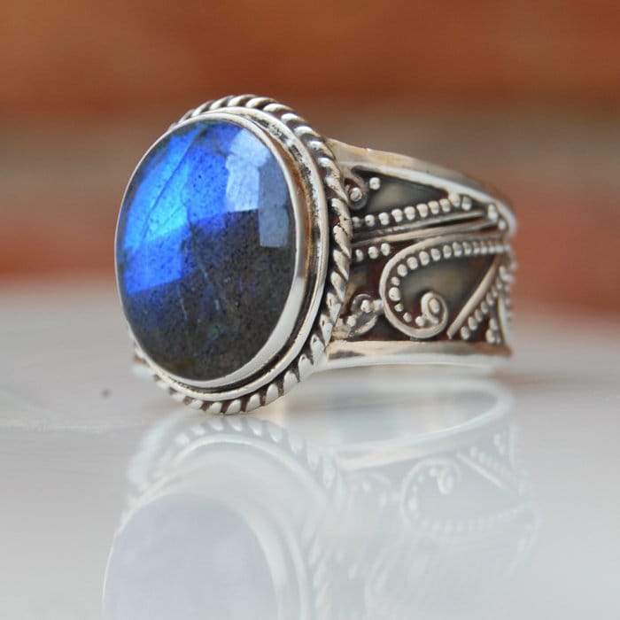 Oval Labradorit Sterling Silber Ring Edelstein Schmuck Vintage Style von uniquegemsjewels