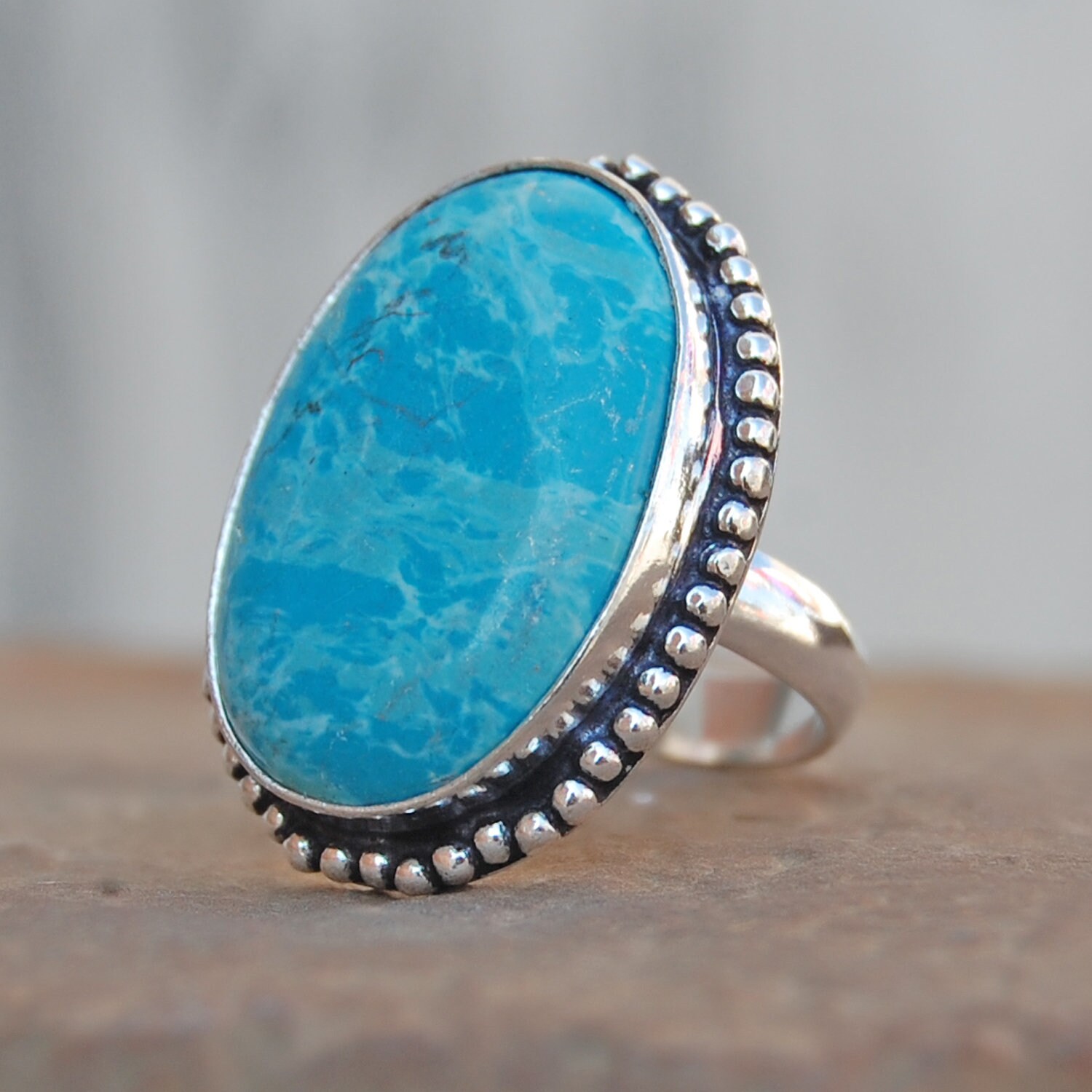 Oval Larimar Sterling Silber Ring Stabilisierter Edelstein Schmuck von uniquegemsjewels