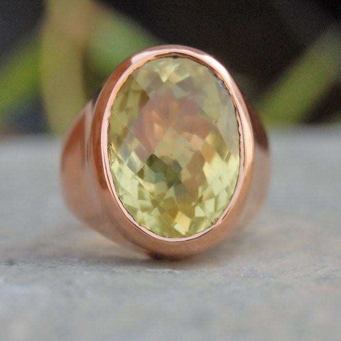 Oval Lemon Topas Ring 18K Gold & Sterling Silber Schmuck von uniquegemsjewels