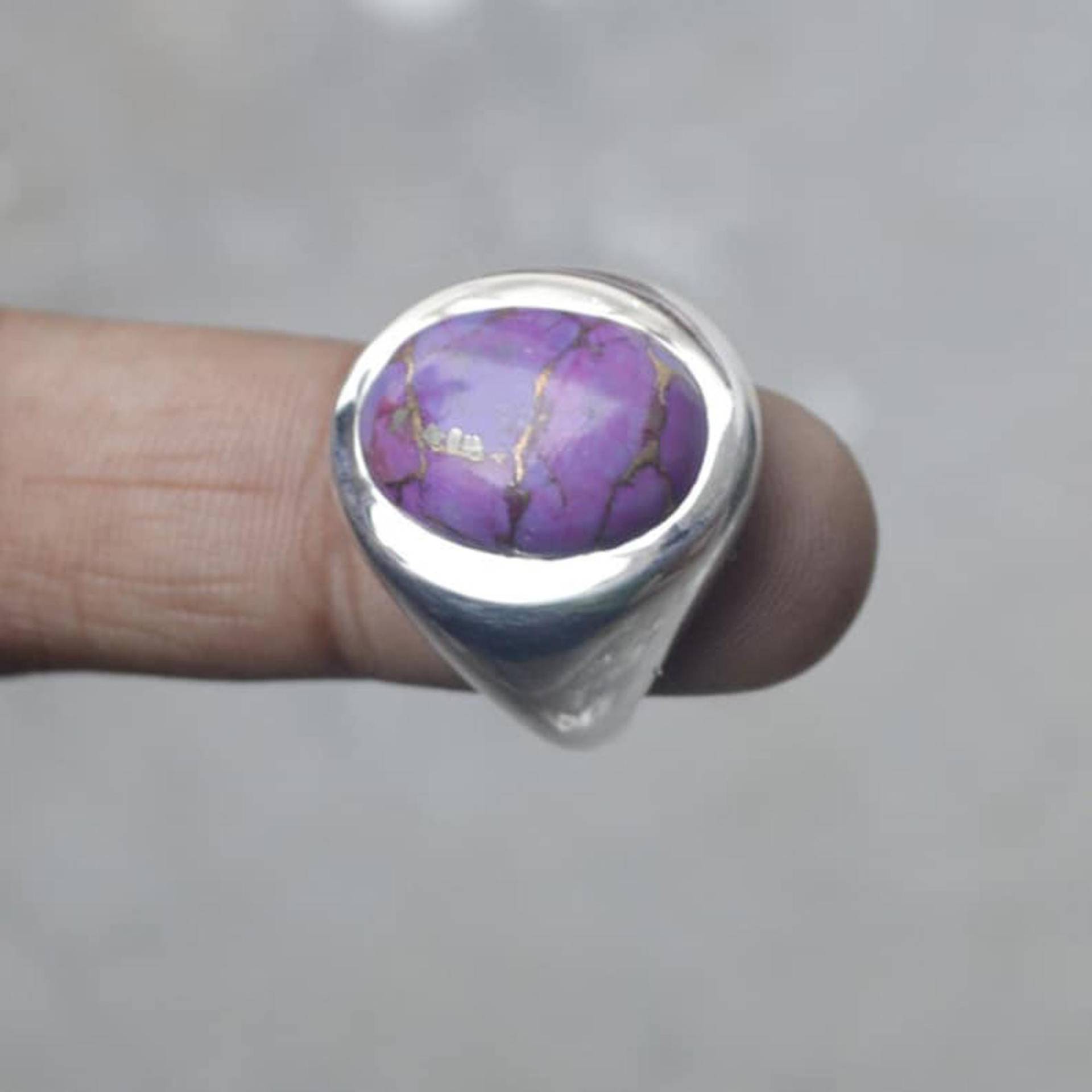 Oval Lila Türkis Ring Sterling Silber, Kupfer Edelstein von uniquegemsjewels