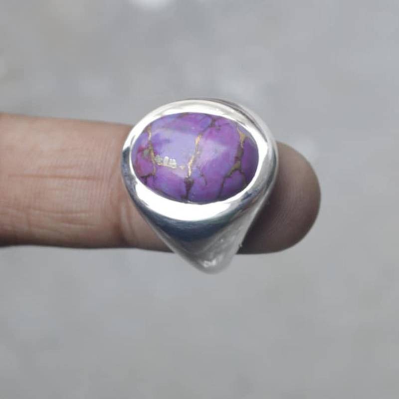 Oval Lila Türkis Ring Sterling Silber, Kupfer Edelstein von uniquegemsjewels