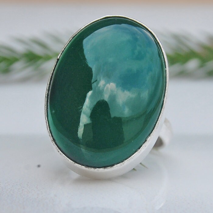 Ovaler Grüner Onyx Sterling Silber Ring Statement Schmuck Mit Geburtsstein Ovaler Grüner Onyx Sterling Silber Ring Statement Schmuck Mit Geburtsstein von uniquegemsjewels