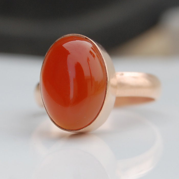 Ovaler Karneol Ring 18K Rosegold Sterling Silber, August Geburtsstein von uniquegemsjewels