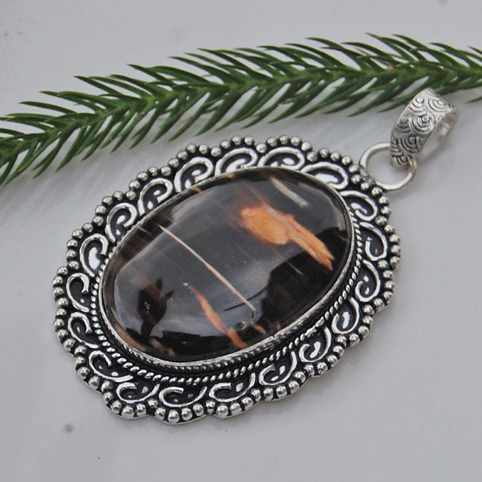 Penutwood Jaspis 925 Silber Anhänger Oval Cabochon, Brauner Edelstein Penutwood Jaspis 925 Silber Anhänger Oval Cabochon, Brauner Edelstein von uniquegemsjewels