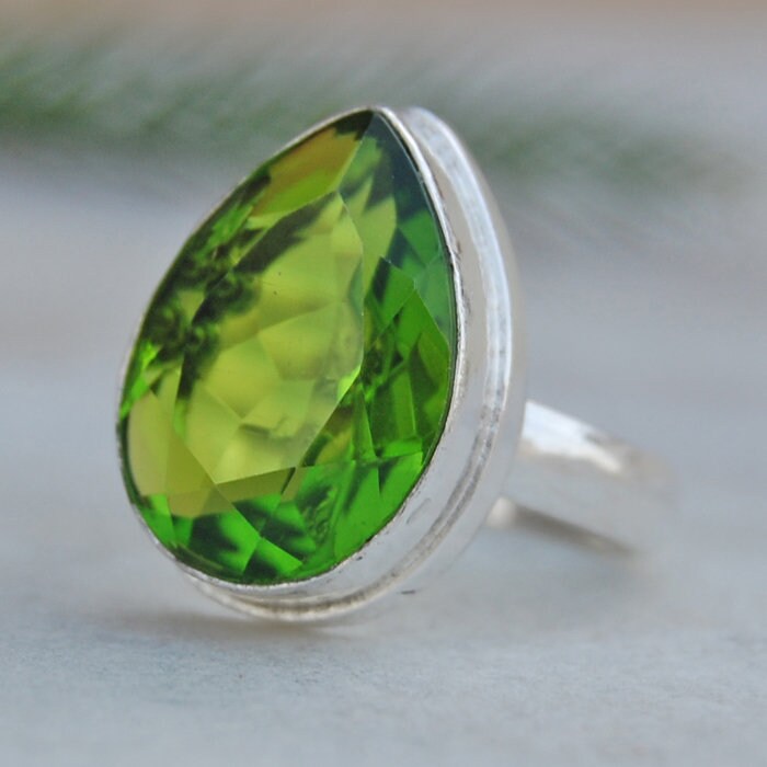 Peridot Quarz Ring Sterling Silber Grüner Edelstein von uniquegemsjewels