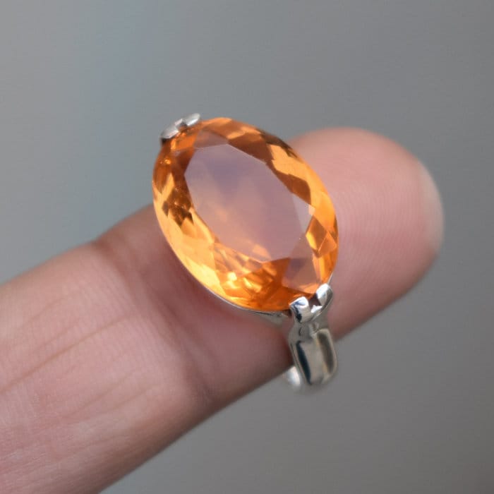 Pfirsich Morganit Quarz Ring Sterling Silber Statement Schmuck von uniquegemsjewels