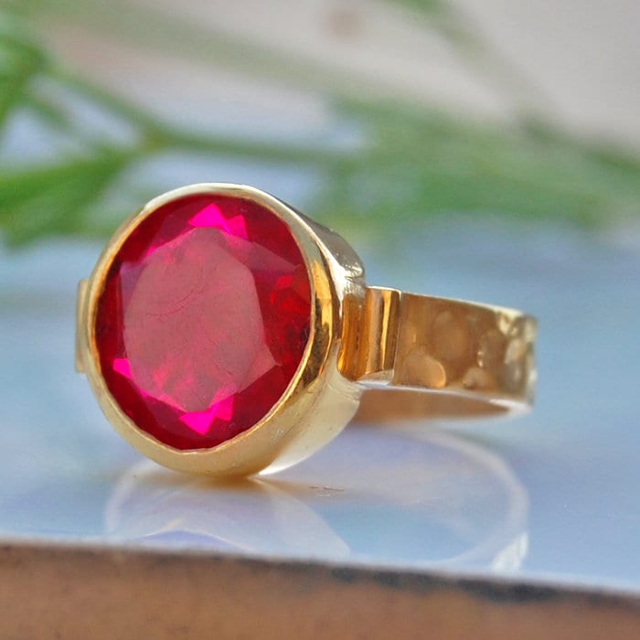 Pink Rubellit Rubin Ring 925 Sterling Silber, 18K Gold Statement Ring von uniquegemsjewels