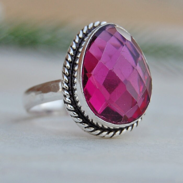 Pink Turmalin Ring 925 Sterling Silber, Facettierter Edelstein von uniquegemsjewels