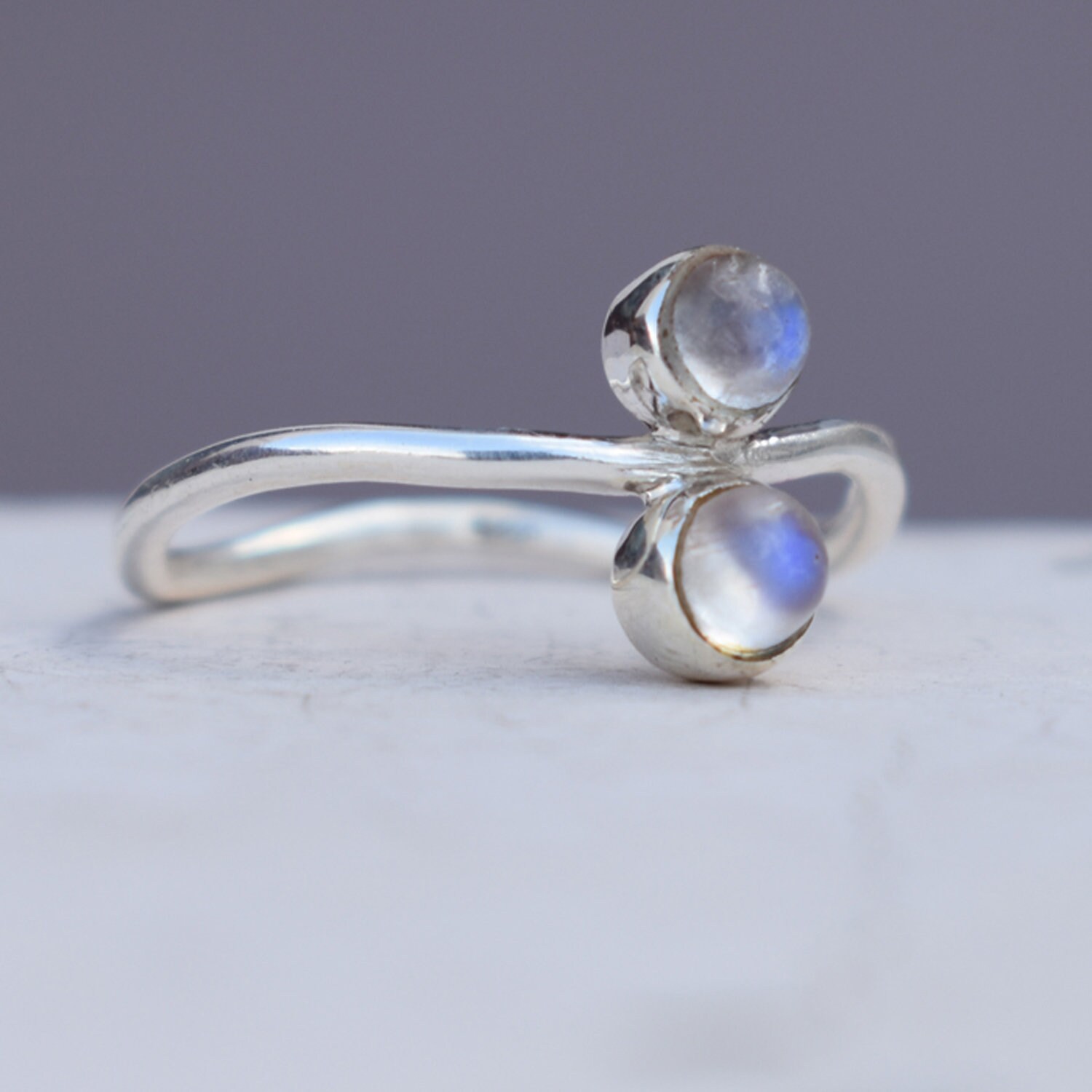 Regenbogen Mondstein 925 Sterling Silber Ring Blau Feuer Edelstein Schmuck von uniquegemsjewels