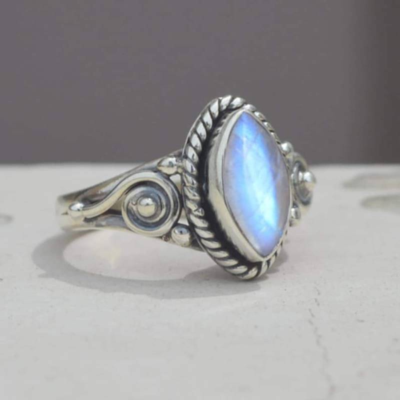 Regenbogen Mondstein Ring Feiner Sternzeichen Schmuck von uniquegemsjewels