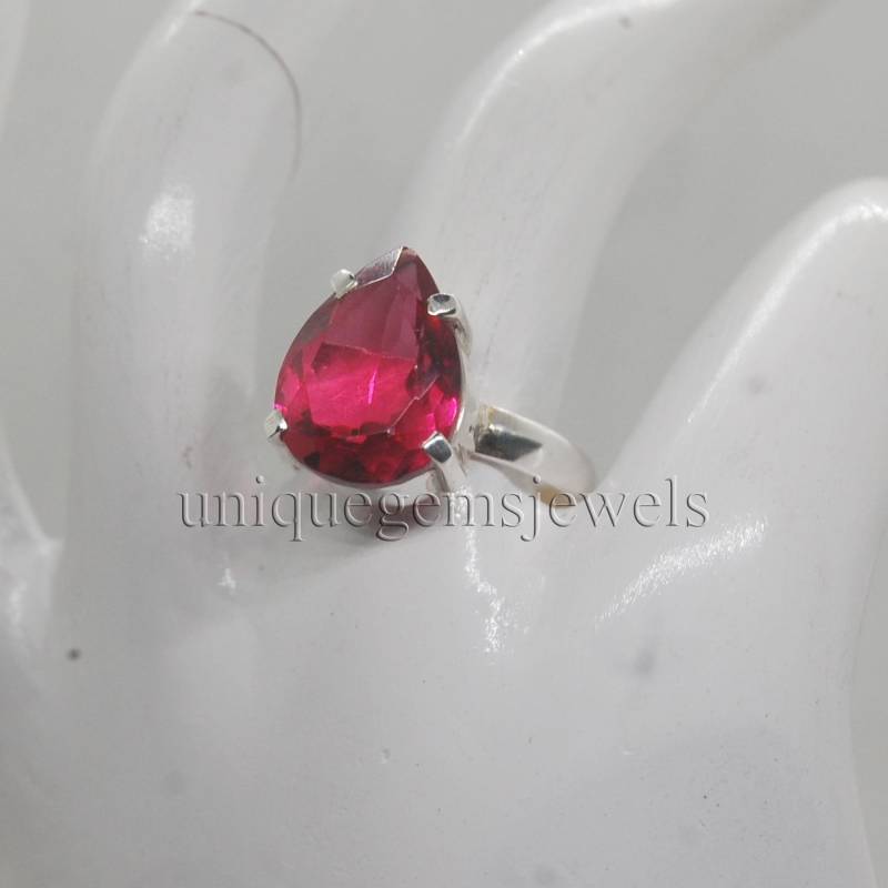 Rosa Turmalinquarz 925 Sterling Silber Ring - 18K Gold Akzent von uniquegemsjewels