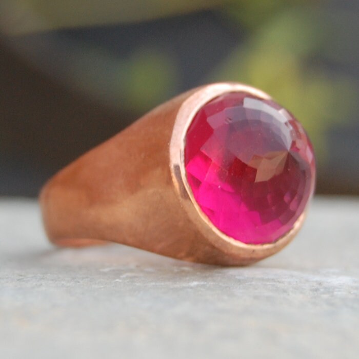 Rose Cut Pink Turmalin Ring 925 Sterling Silber, 18K Gold Sternzeichen Schmuck von uniquegemsjewels