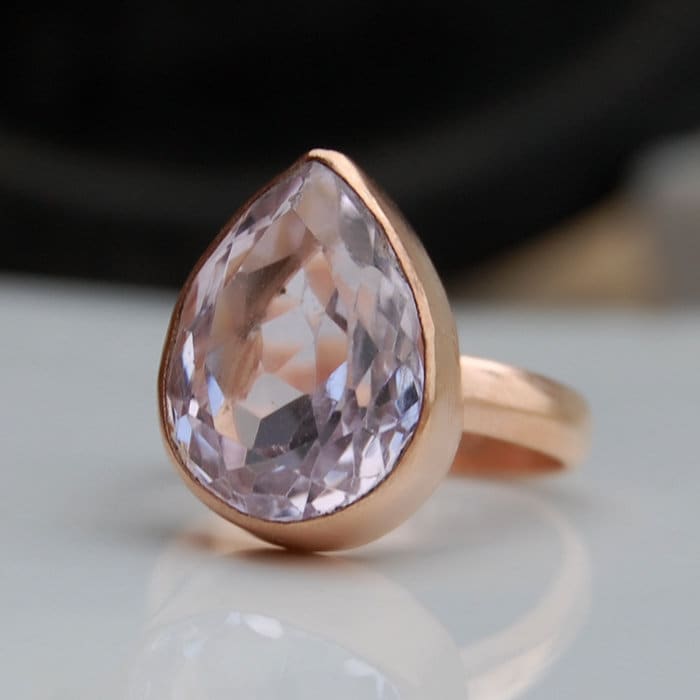 Rosenquarz Sterlingsilber Ring 18K Matte Rose Gold Finish von uniquegemsjewels