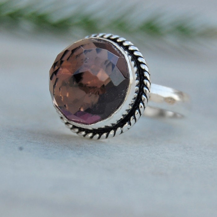 Rosenschliff Rauchquarz Ring 925 Sterling Silber, Handgemachter Schmuck von uniquegemsjewels