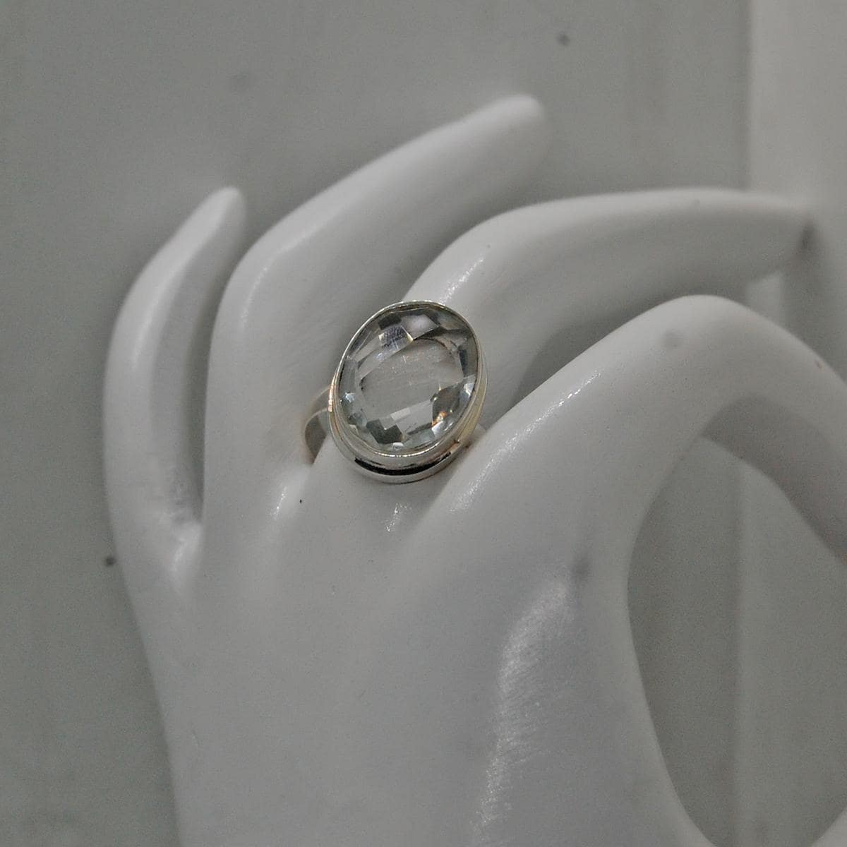 Rosenschliff Weißer Topas Ring 18K Gold Sterling Silber Geburtsstein von uniquegemsjewels