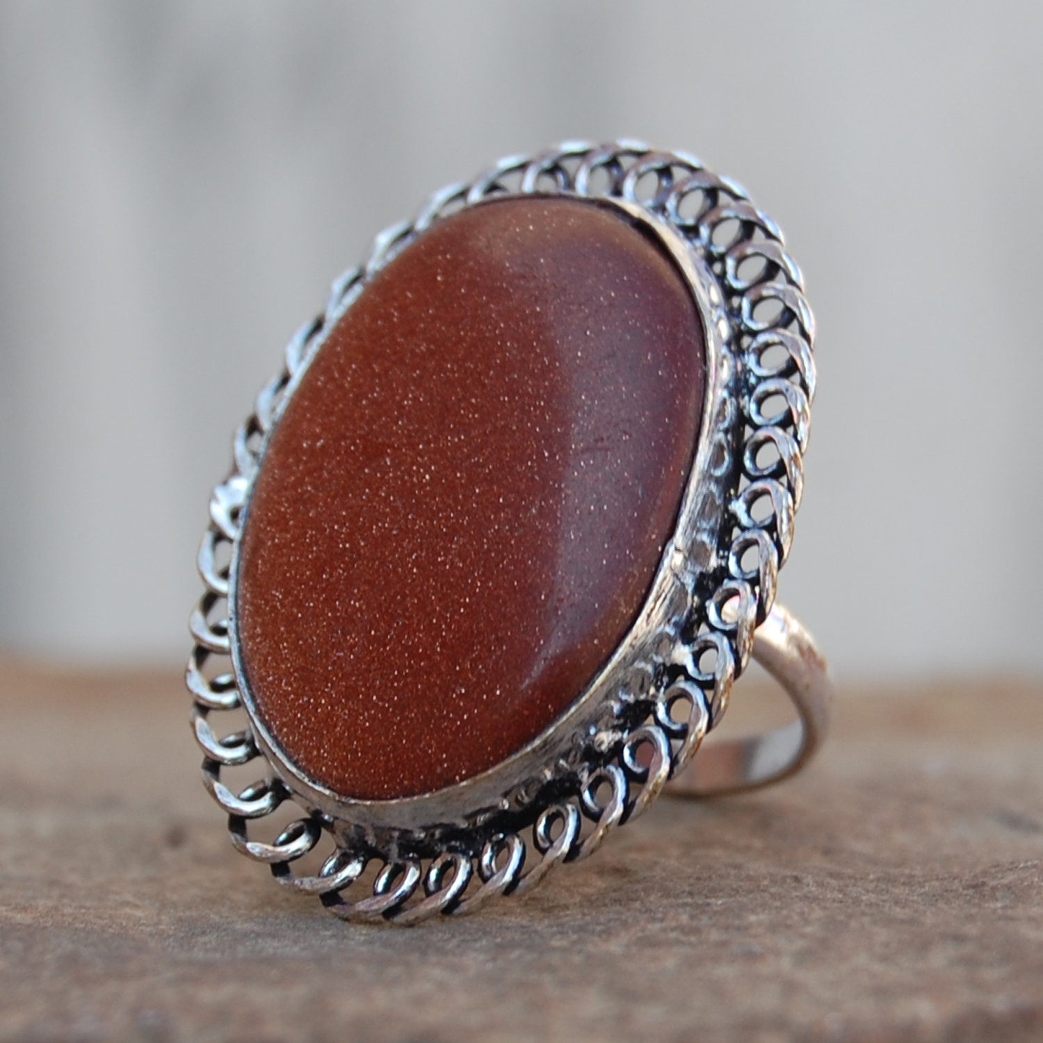 Rote Sonne Sitara Ring Ovaler Edelstein, 925 Sterling Silber von uniquegemsjewels