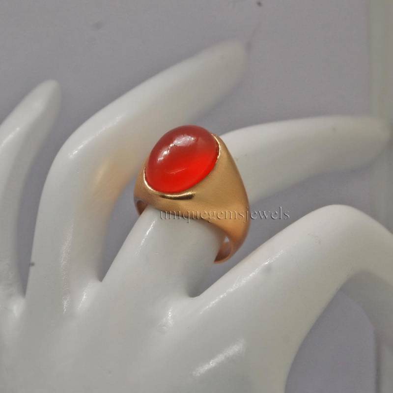 Roter Karneol Edelstein 925 Sterling Silber Ring, 18K Gold Plated von uniquegemsjewels