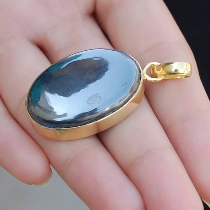 Schwarz Spinal 925 Sterling Silber Anhänger 18K Gold Fill von uniquegemsjewels