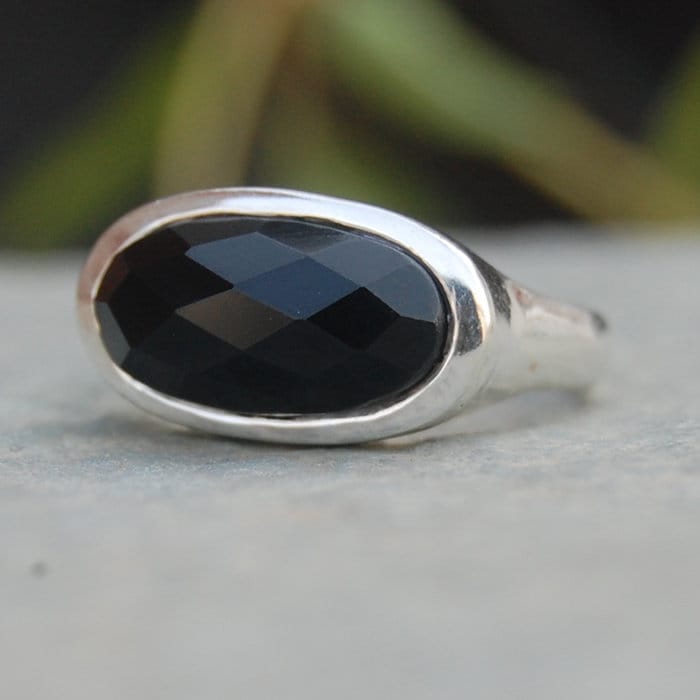 Schwarzer Onyx 925 Sterling Silber Ring Facettierter Statement Schmuck von uniquegemsjewels