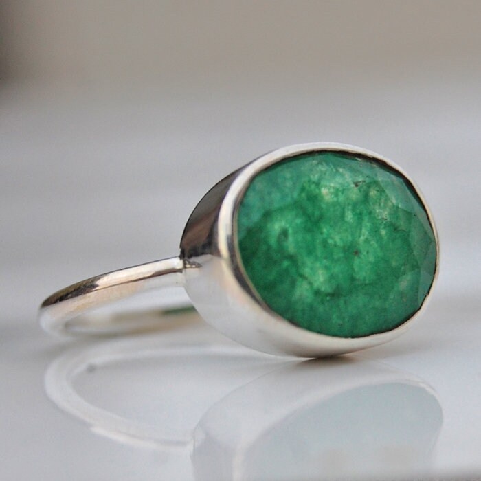 Smaragd Edelstein 925 Sterling Silber Ring Facettierter Sternzeichen Schmuck von uniquegemsjewels