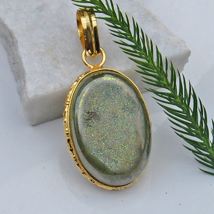 Titan Druzy Sterling Silber Anhänger Grüner Opal Edelstein Schmuck von uniquegemsjewels