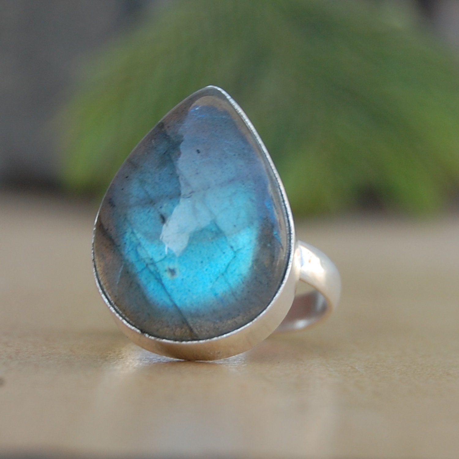 Tropfen Labradorit Sterling Silber Ring Edelstein | 23 X 16 Mm von uniquegemsjewels