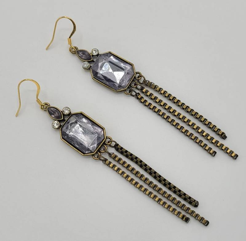 Antike Goldene Verblendete Kristallohrringe Antike Goldene Verblendete Kristallohrringe von uniquejewelrybypb