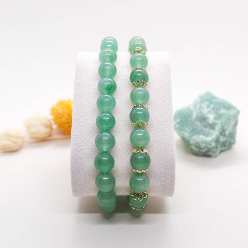 Aventurin Armband Grün [8 Mm, Glänzend] | Einzigartige Designs Mit 18K Vergoldung Echte Halbedelsteine Handgefertigtes Heilstein von uniquestonesDE